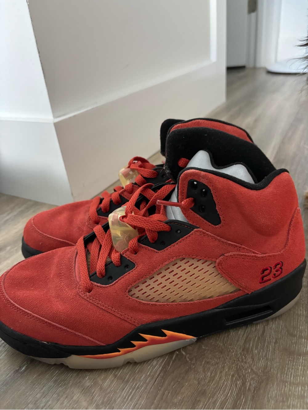 Jordan Kids Red Suede High-Top Sneakers